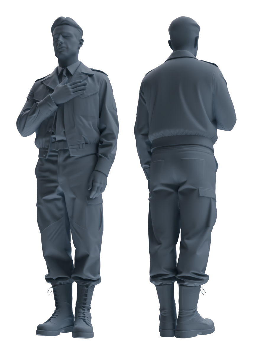 Detail view of MRY-SFW LYGR596 Historical WWII U.S. Army Six-Person Command Group Model