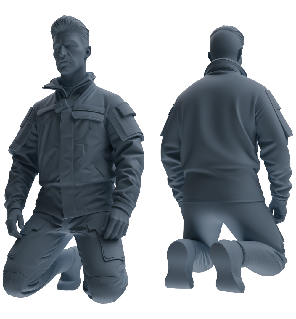 Detail view of MRY-SFW LYGR698 Modern U.S. Military Six-Person Reprimand Group Model