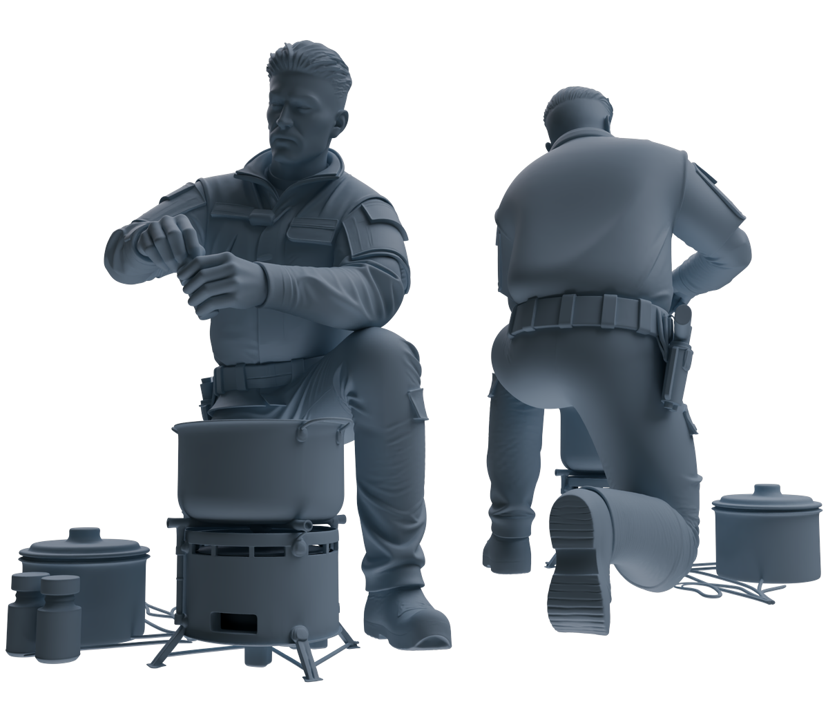 Detail view of MRY-SFW LYGR686 Modern U.S. Military Seven-Person Eating Group Model