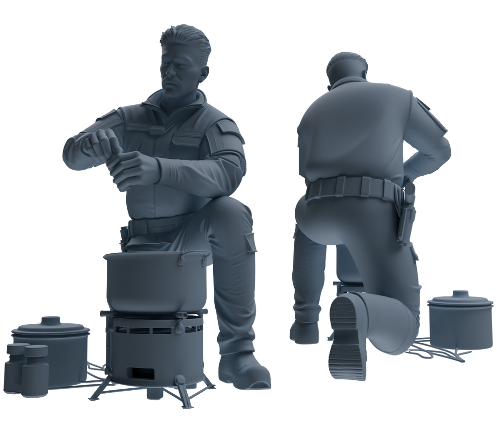 Detail view of MRY-SFW LYGR686 Modern U.S. Military Seven-Person Eating Group Model