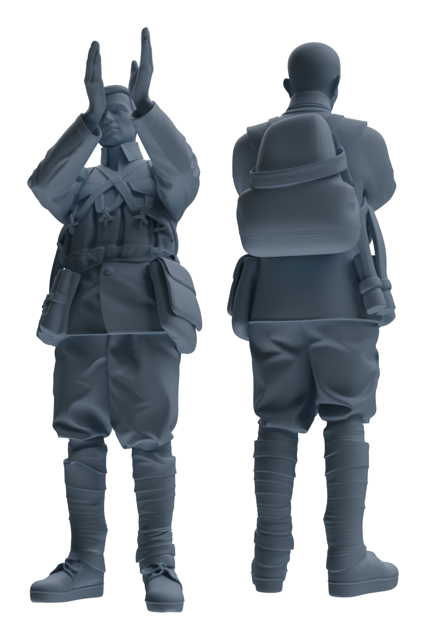 Detail view of MRY-SFW LYGR610 Historical People's Liberation Army Six-Person Command Group Model
