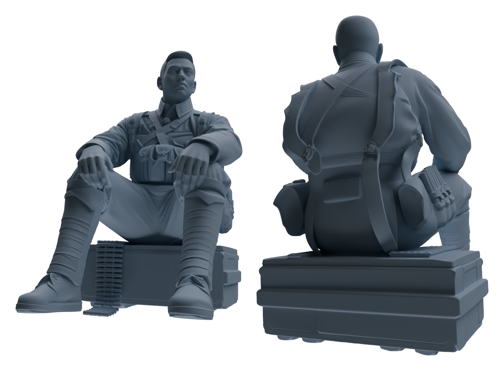 Detail view of MRY-SFW LYGR608 Historical People's Liberation Army Seven-Person Rest Group Model
