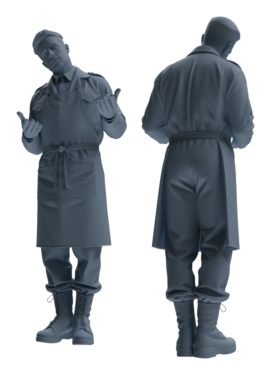 Detail view of MRY-SFW LYGR592 Historical WWII U.S. Army Seven-Person Mess Hall Group Model