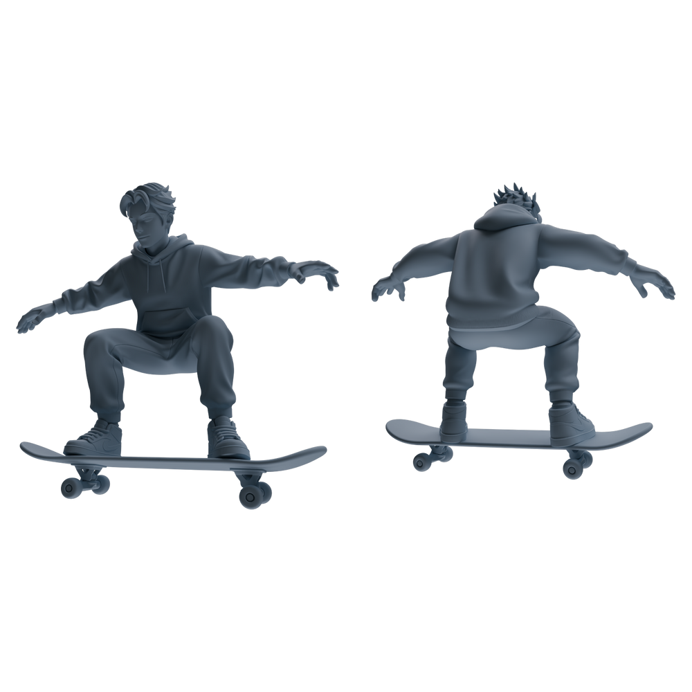 Detail view of MRY-SFW LYTR800 Skateboard Figure Modern Model 5 pcs Miniature Car Diorama Figures Scene Props Accessories Resin Model