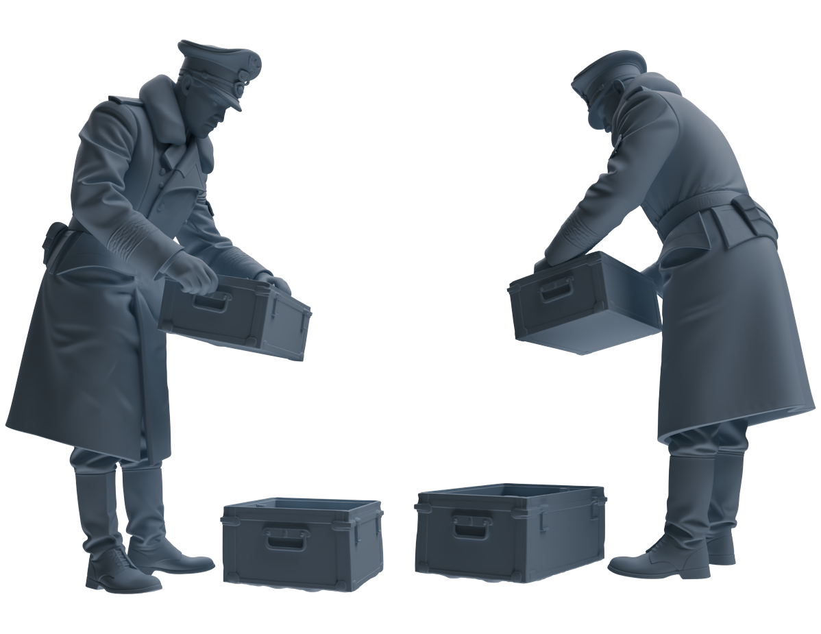 Detail view of MRY-SFW LYGR711 WWII German Army War Scene Six-Person Combat Readiness Group Model