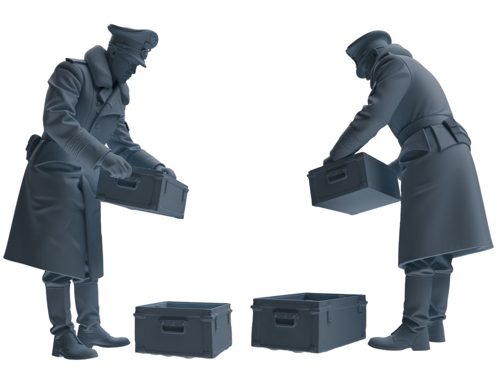 Detail view of MRY-SFW LYGR711 WWII German Army War Scene Six-Person Combat Readiness Group Model