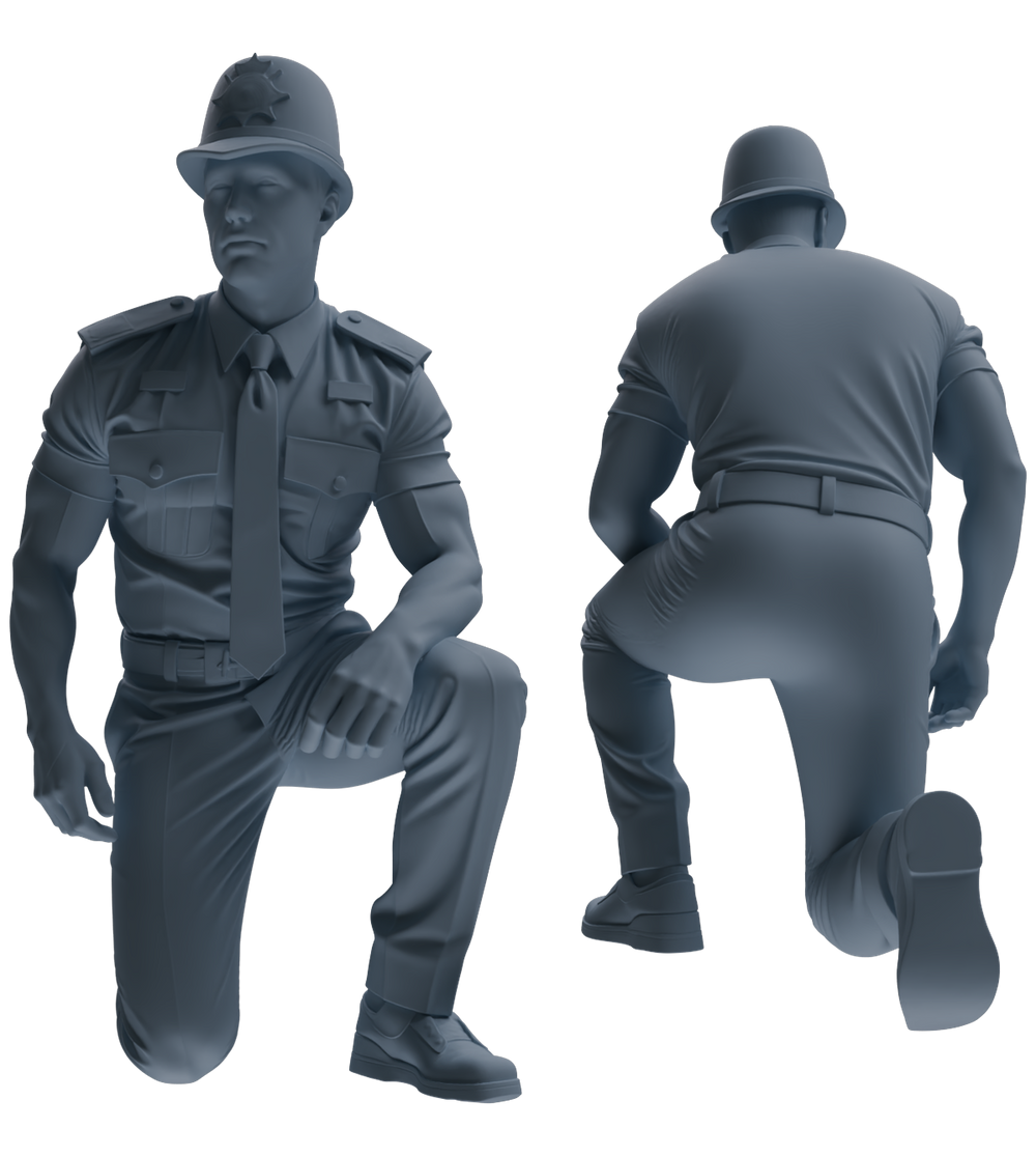 Detail view of MRY-SFW LYGR798 Modern British Police Six-Person Scolding Group Model