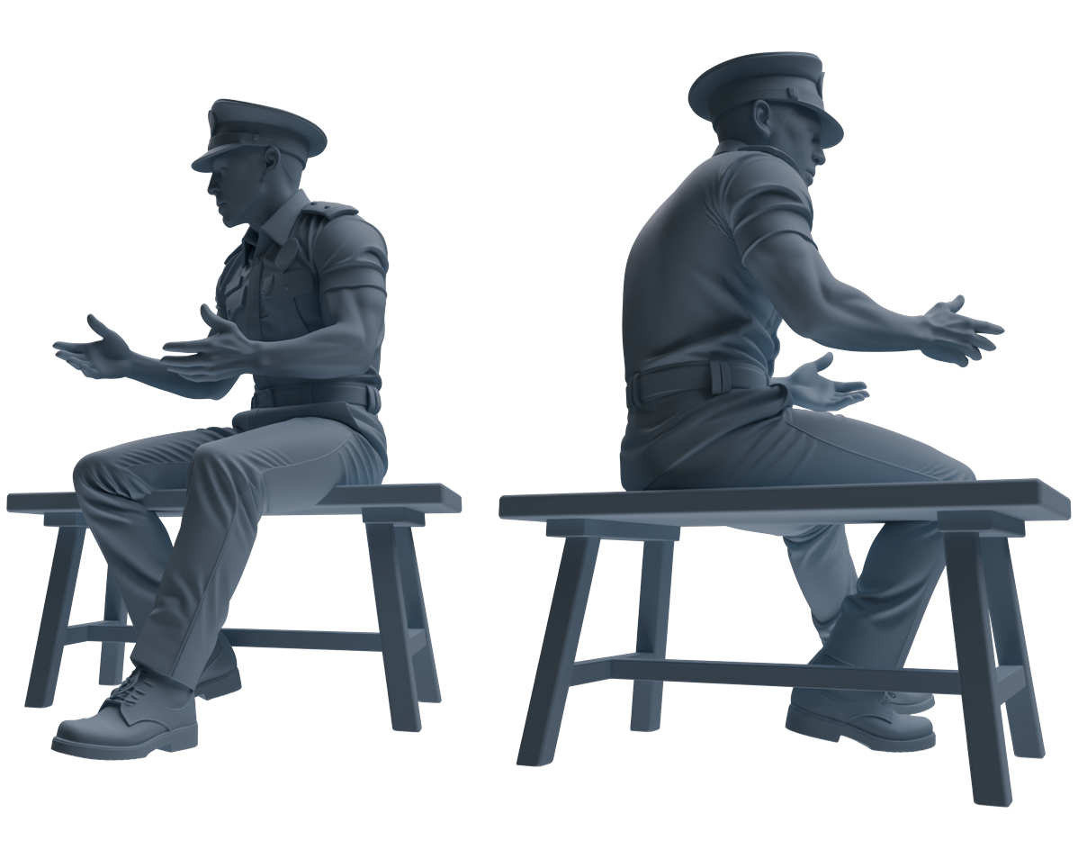 Detail view of MRY-SFW LYGR768 Modern Hong Kong Police Six-Person Discussion Group Model