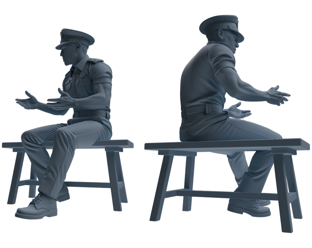 Detail view of MRY-SFW LYGR768 Modern Hong Kong Police Six-Person Discussion Group Model