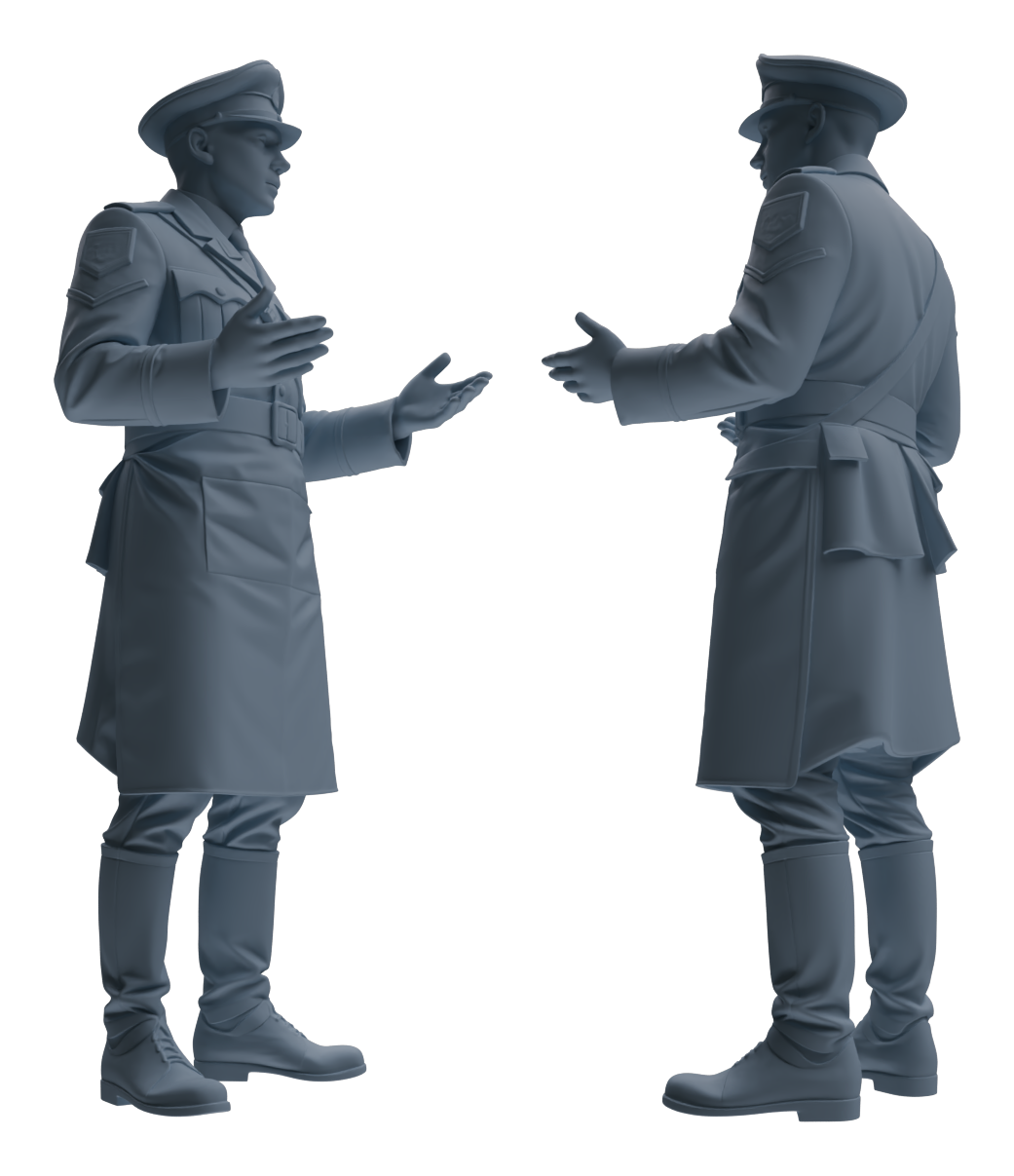 Detail view of MRY-SFW LYGR580 WWII French Army Six-Person Mess Hall Group Model