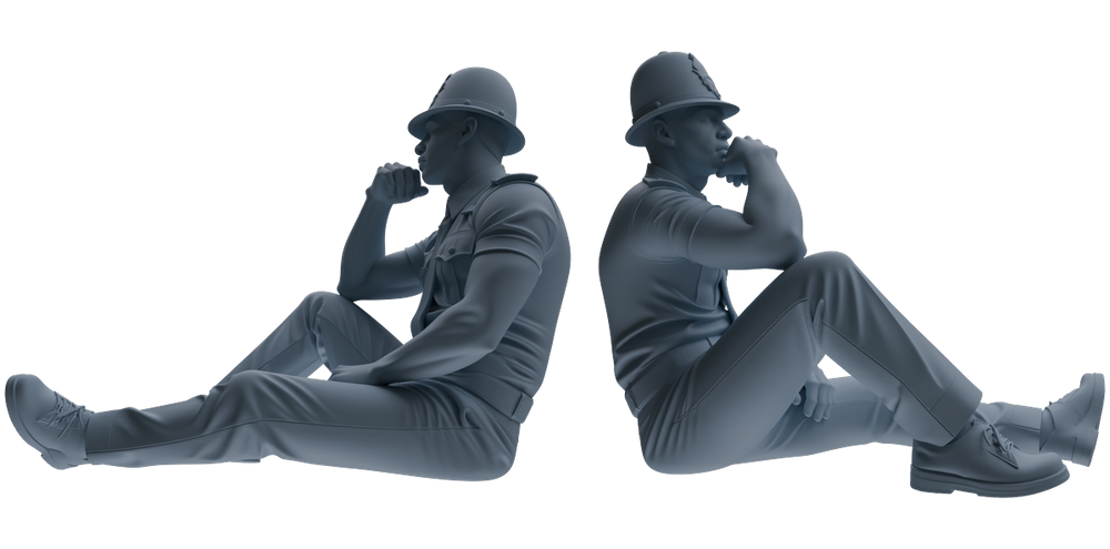 Detail view of MRY-SFW LYGR808 Modern British Police Seven-Person Rest Group Model