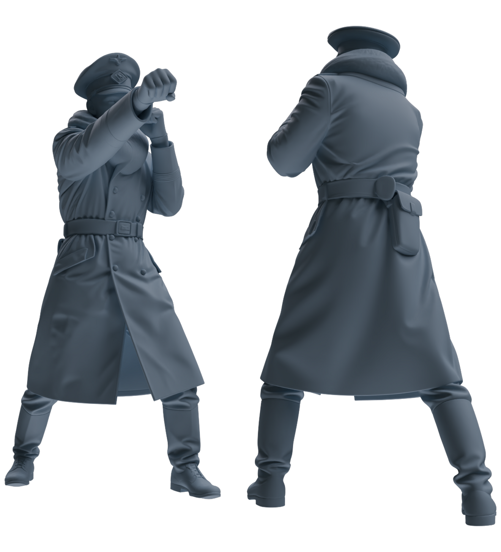 Detail view of MRY-SFW LYGR704 WWII German Army Training Scene Six-Person Officer Combat Group Model