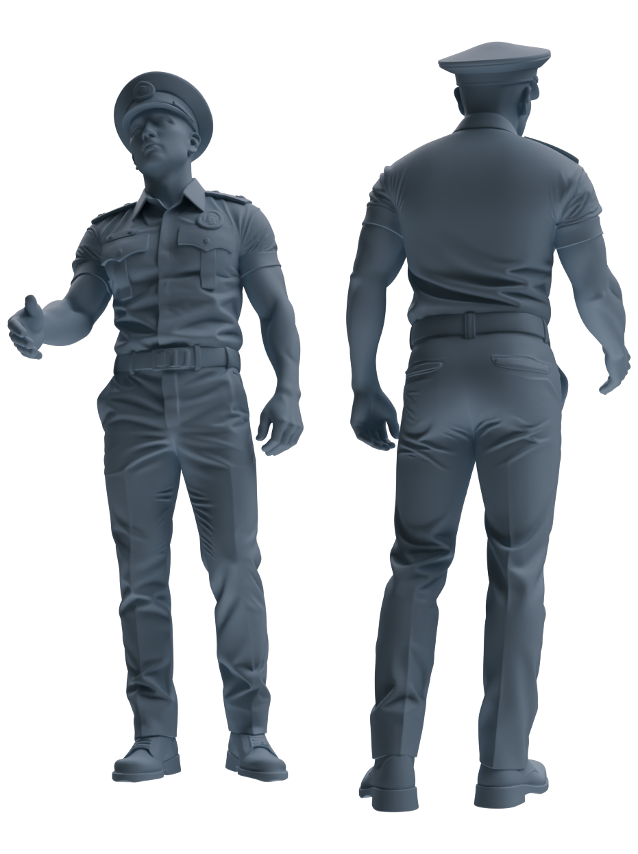 Detail view of MRY-SFW LYGR767 Modern Hong Kong Police Six-Person Daily Routine 2 Model