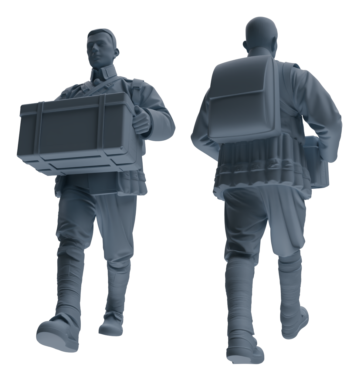 Detail view of MRY-SFW LYGR605 Historical People's Liberation Army Six-Person Carrying Group Model