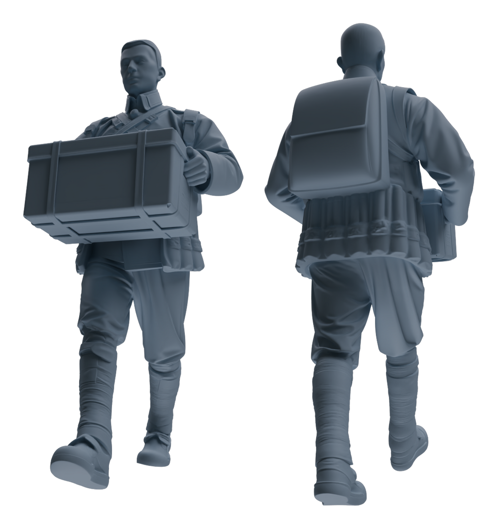 Detail view of MRY-SFW LYGR605 Historical People's Liberation Army Six-Person Carrying Group Model