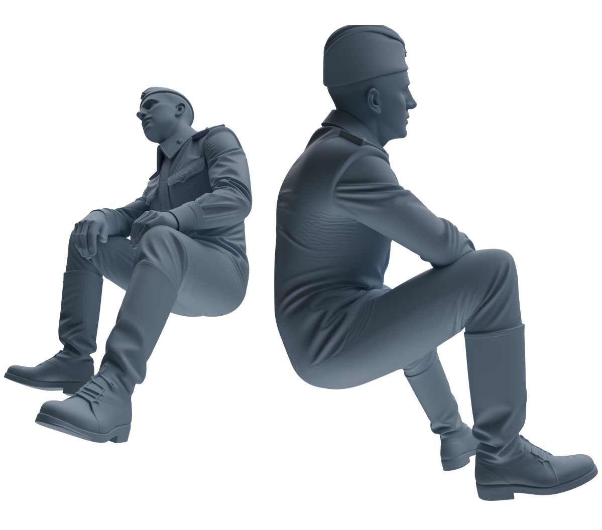 Detail view of MRY-SFW LYGR729 WWII Soviet Army War Scene Six-Person Conversation Group Model