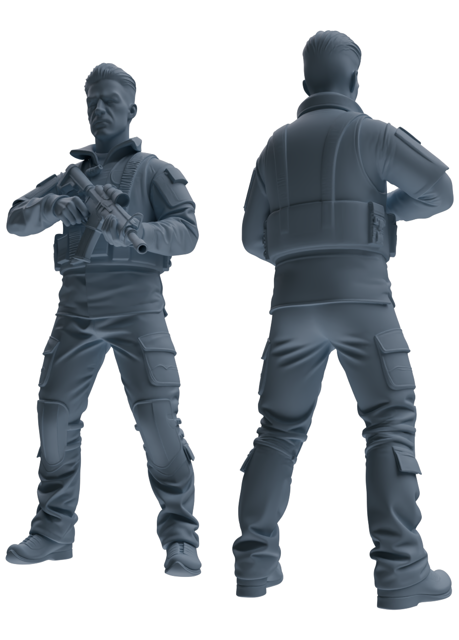 Detail view of MRY-SFW LYGR696 Modern U.S. Military Eight-Person Training Group Model
