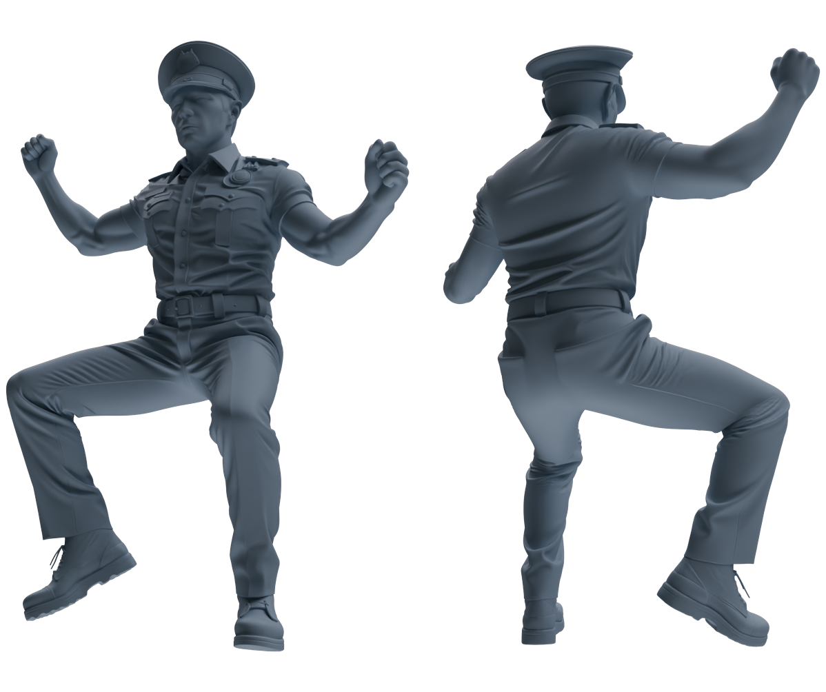 Detail view of MRY-SFW LYGR769 Modern Hong Kong Police Six-Person Dancing Group Model