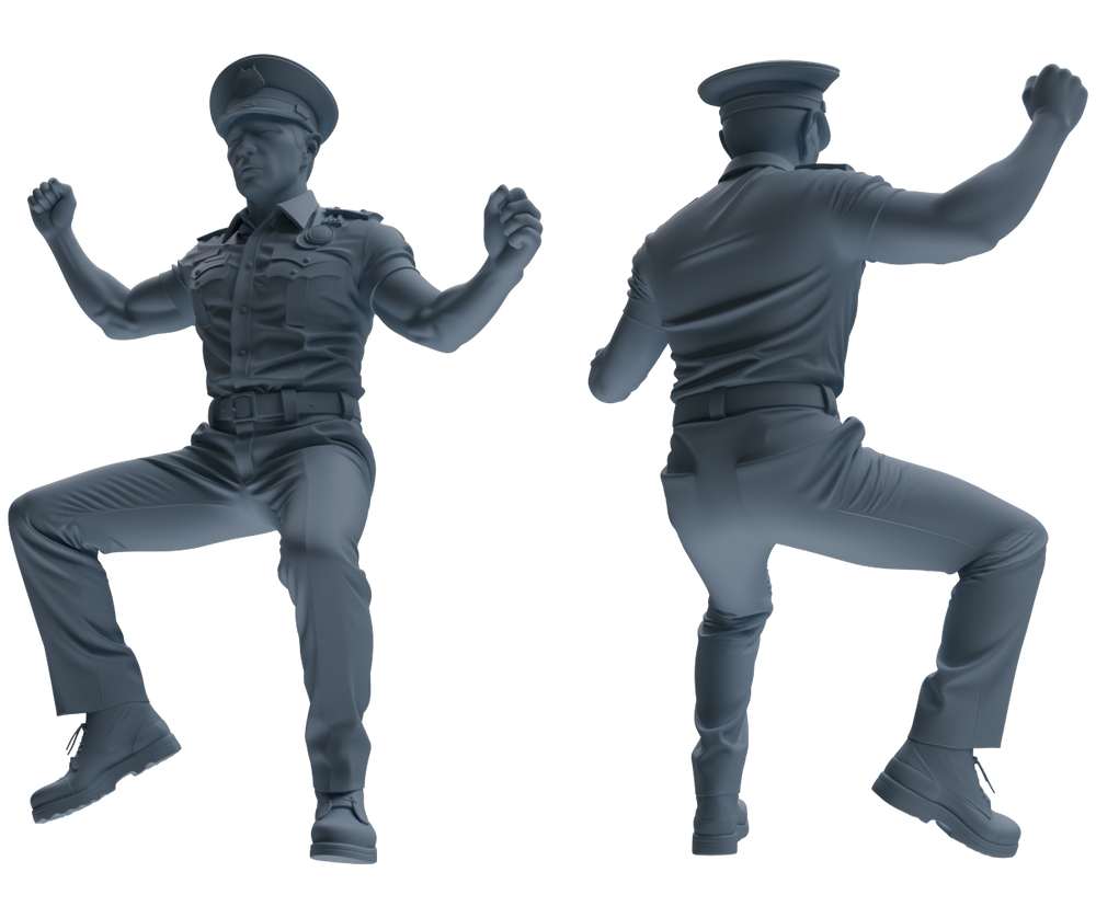 Detail view of MRY-SFW LYGR769 Modern Hong Kong Police Six-Person Dancing Group Model