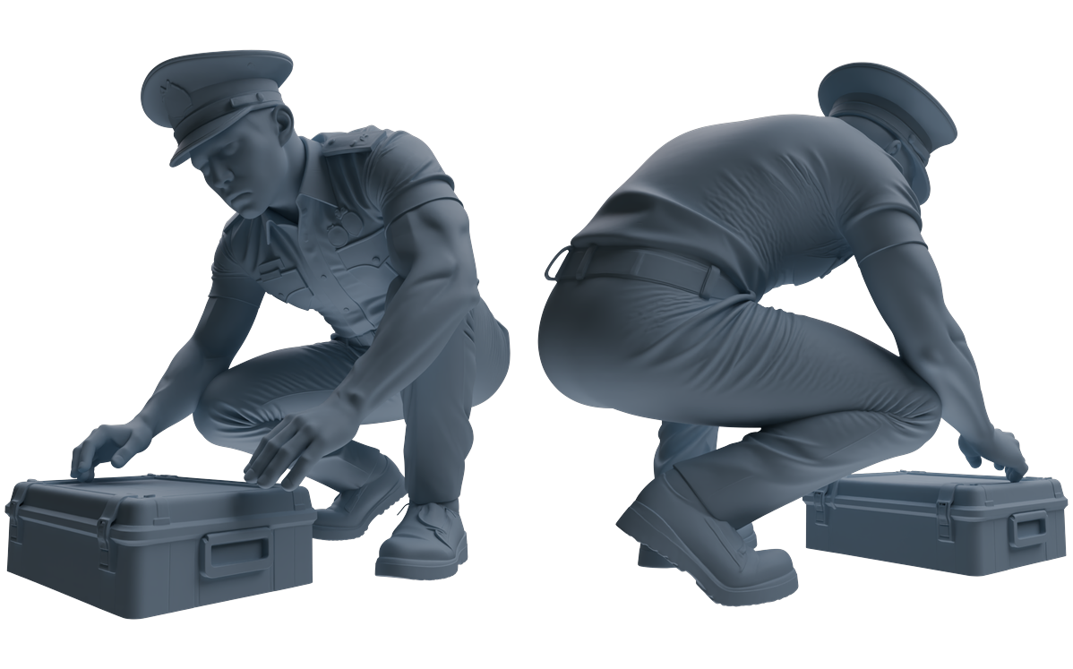 Detail view of MRY-SFW LYGR772 Modern Hong Kong Police Six-Person Combat Readiness Group Model