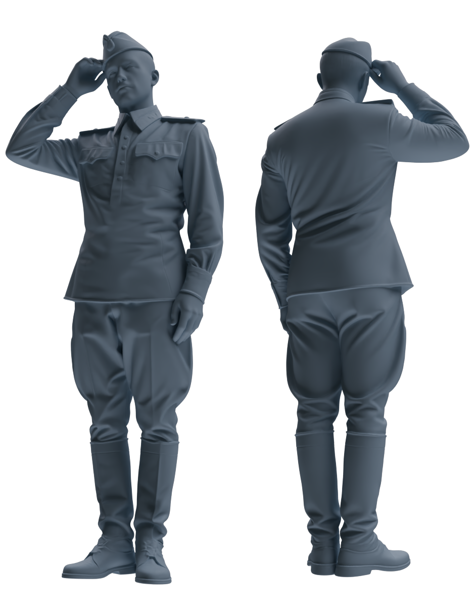 Detail view of MRY-SFW LYGR732 WWII Soviet Army War Scene Daily Routine 2 Seven-Person Group Model
