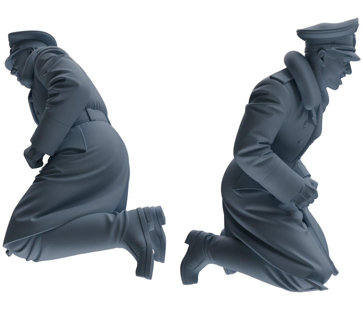 Detail view of MRY-SFW LYGR702 WWII German Army Story Scene Six-Person Vehicle Rollover Accident Group Model