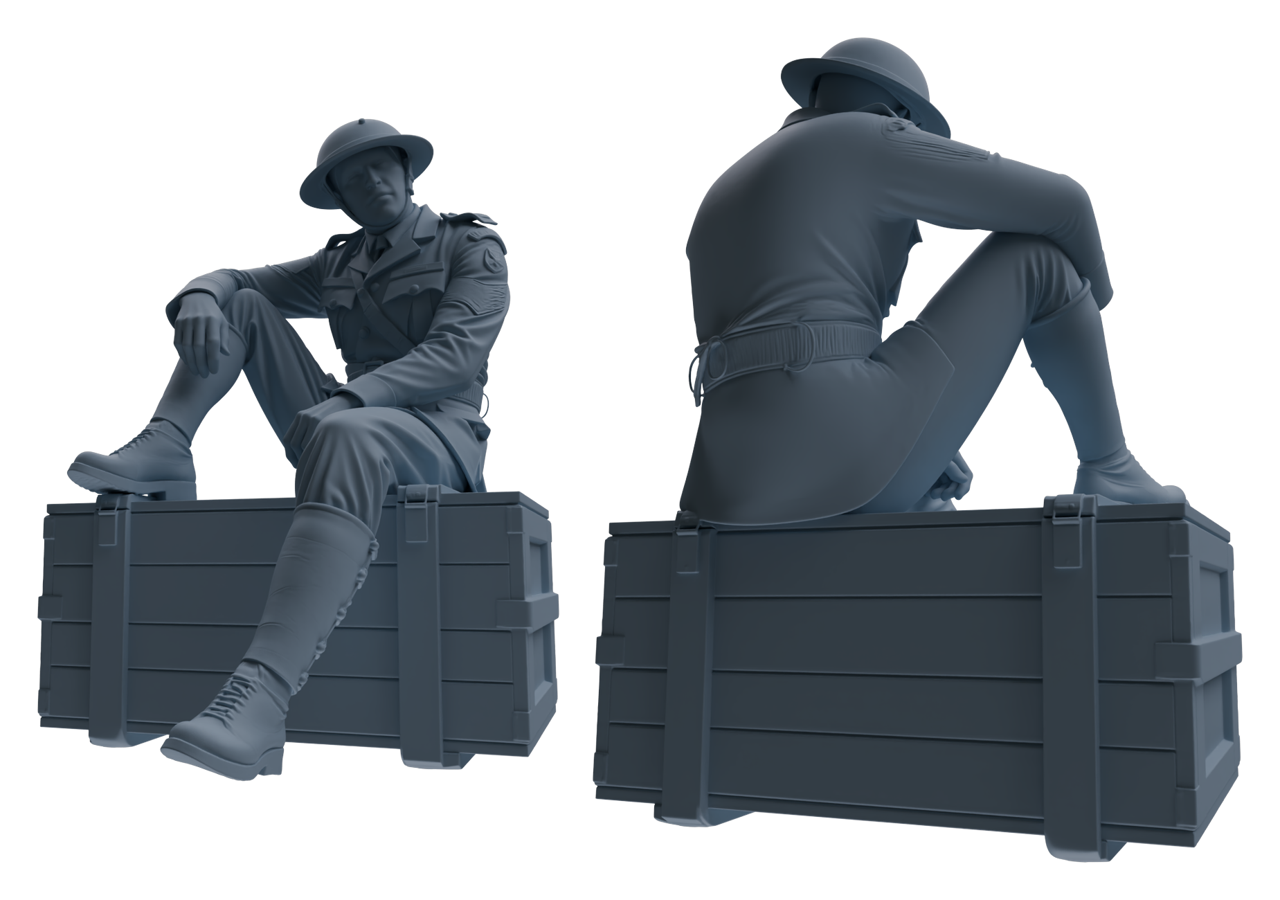 Detail view of MRY-SFW LYGR601 Historical WWII British Army Seven-Person Rest Group Model