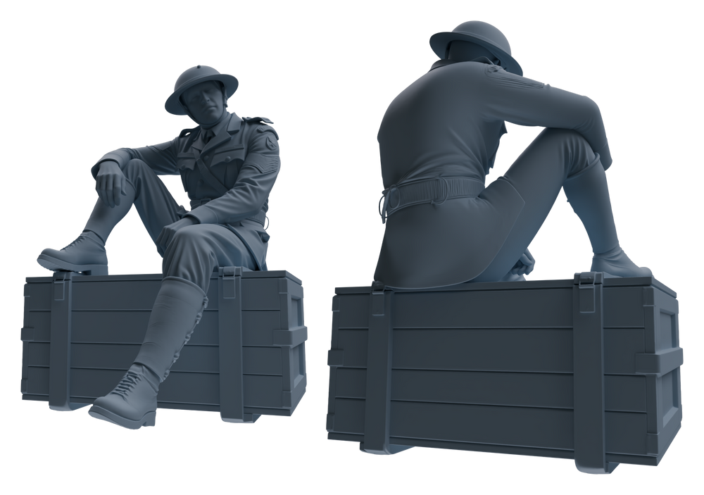Detail view of MRY-SFW LYGR601 Historical WWII British Army Seven-Person Rest Group Model