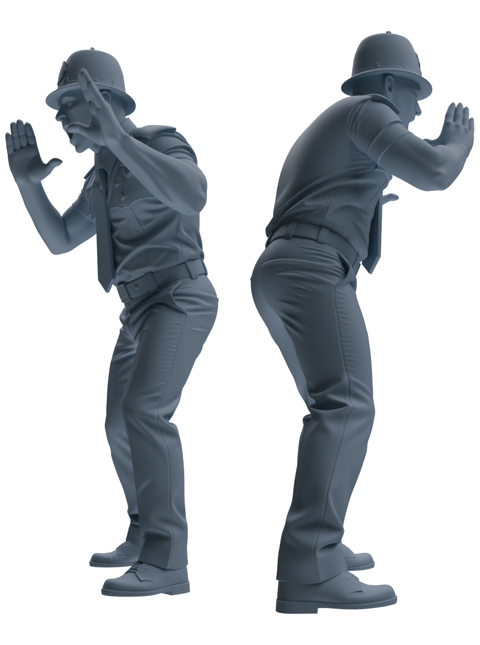 Detail view of MRY-SFW LYGR806 Modern British Police Six-Person Punishment Group Model