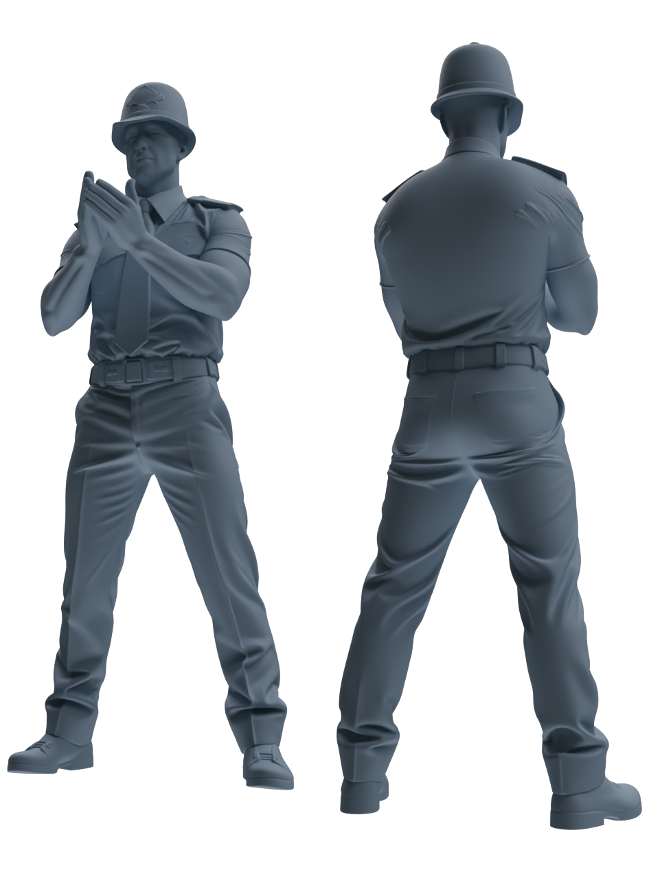 Detail view of MRY-SFW LYGR801 Modern British Police Six-Person Singing Group Model