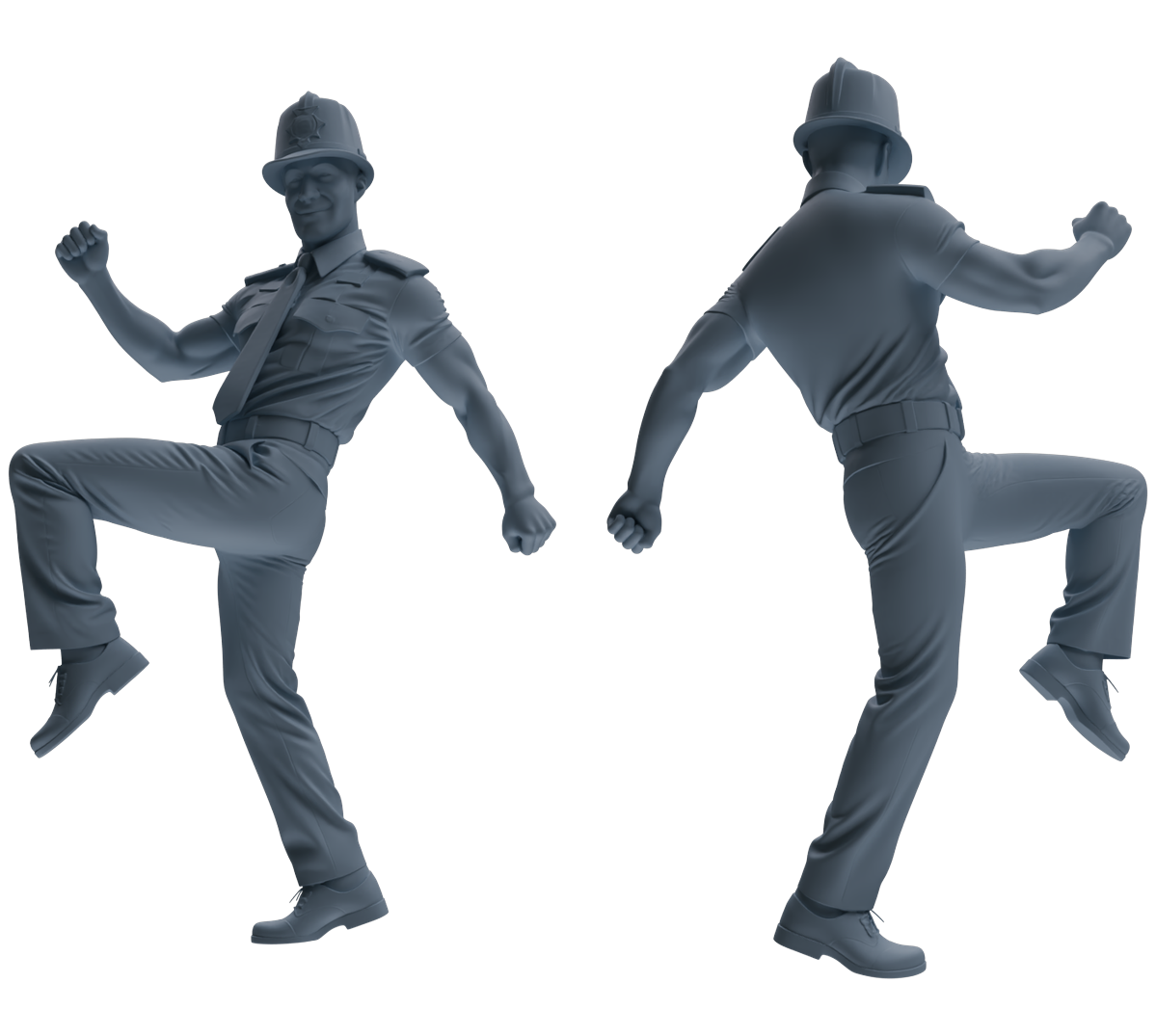 Detail view of MRY-SFW LYGR807 Modern British Police Six-Person Dancing Group Model