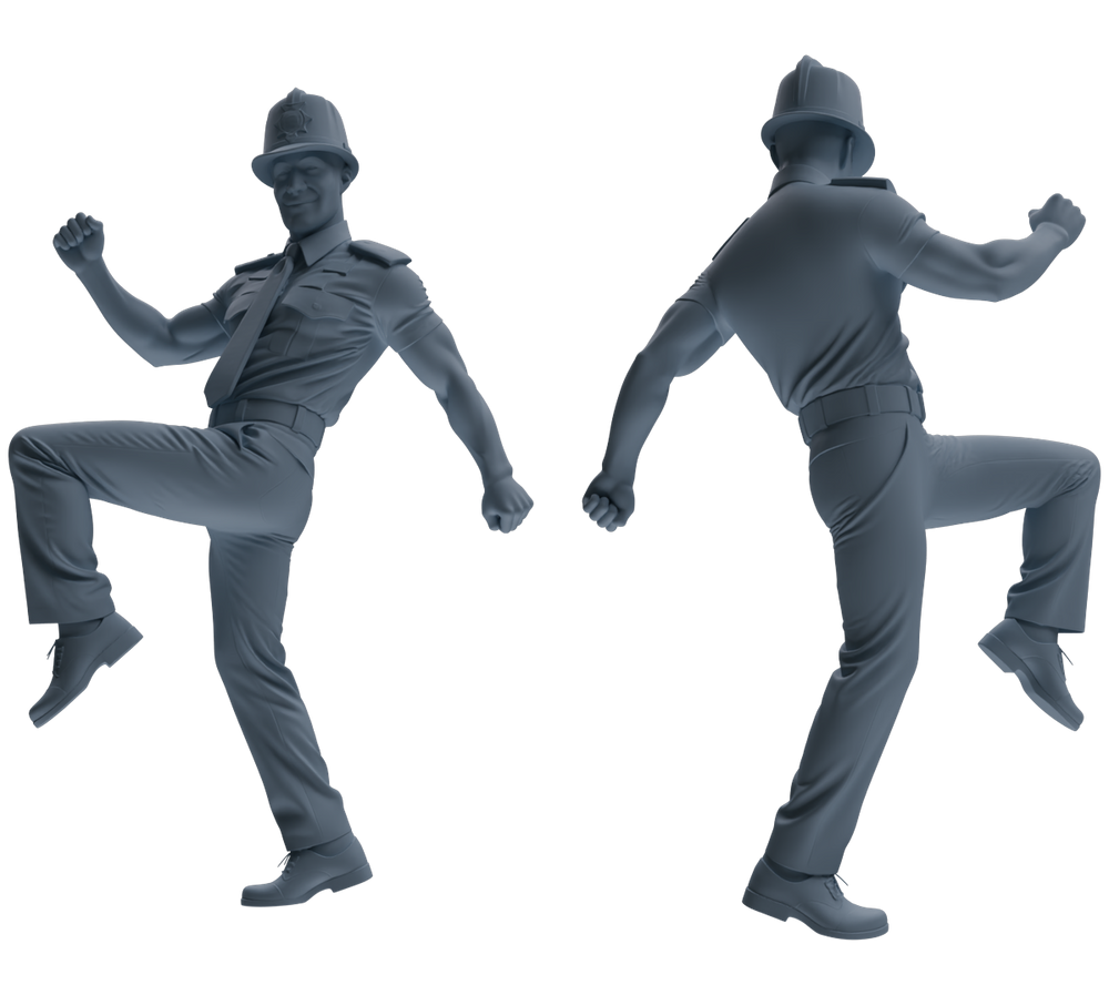 Detail view of MRY-SFW LYGR807 Modern British Police Six-Person Dancing Group Model