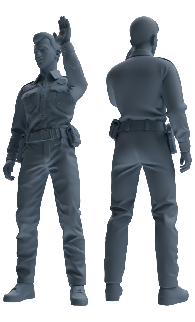 Detail view of MRY-SFW LYGR676 Los Angeles Patrol Police Seven-Person Daily Routine 3 Model