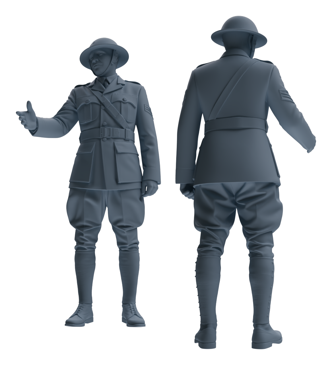 Detail view of MRY-SFW LYGR599 Historical WWII British Army Six-Person Daily Routine Model