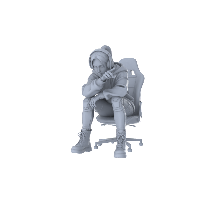 Detail view of MRY-SFW LYTR551 Modern E-sports Trendy Girls Pose Group of 6 Miniature Car Diorama Figures Scene Props Accessories Resin Model