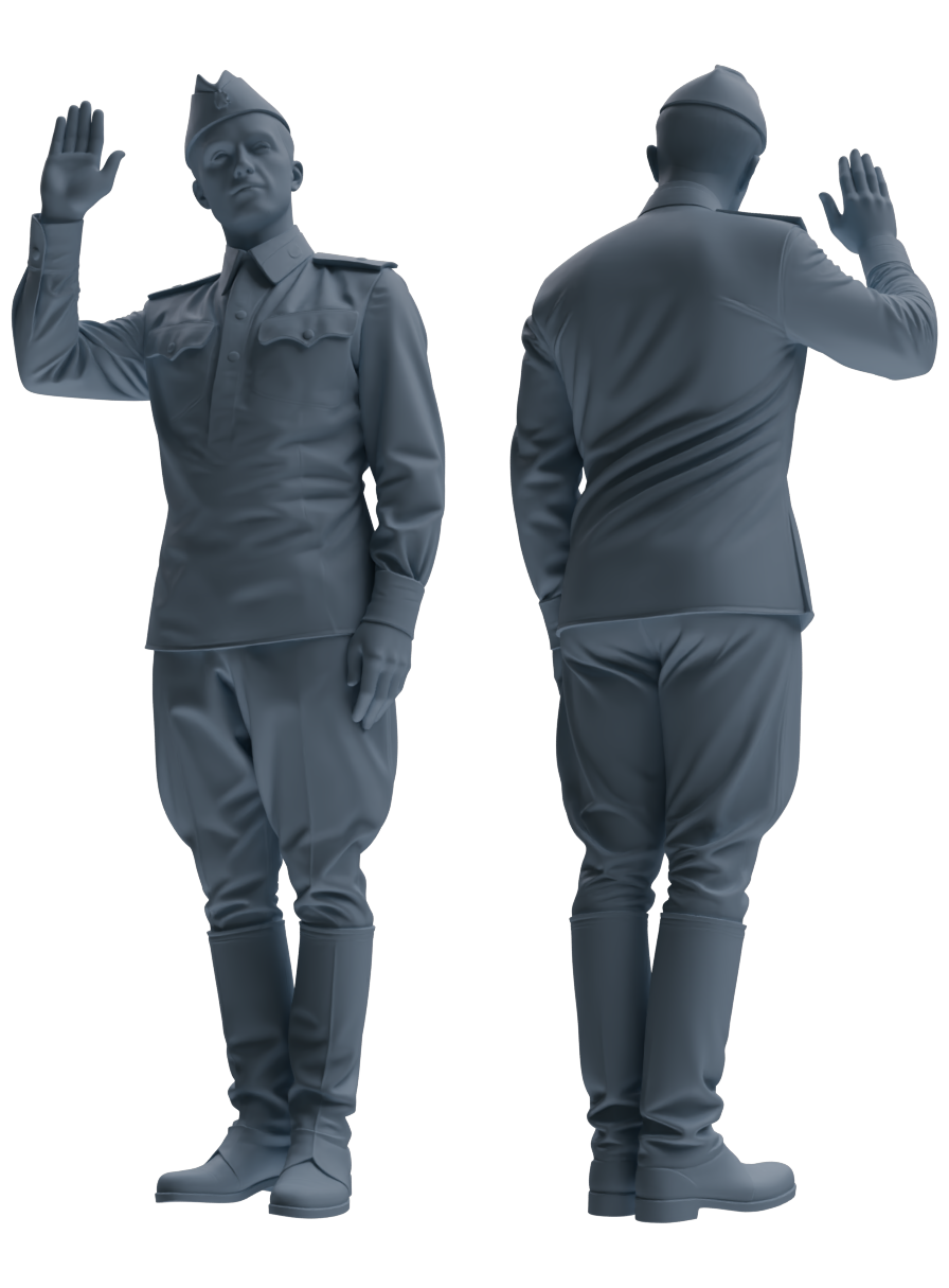 Detail view of MRY-SFW LYGR732 WWII Soviet Army War Scene Daily Routine 2 Seven-Person Group Model
