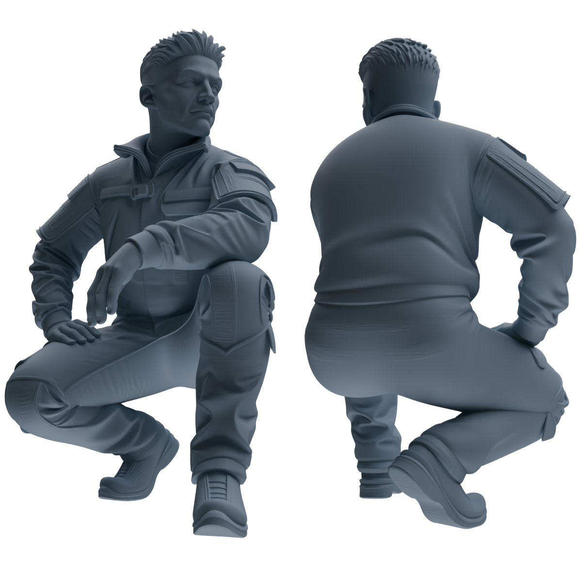 Detail view of MRY-SFW LYGR683 Modern U.S. Military Six-Person Crouching Position Model