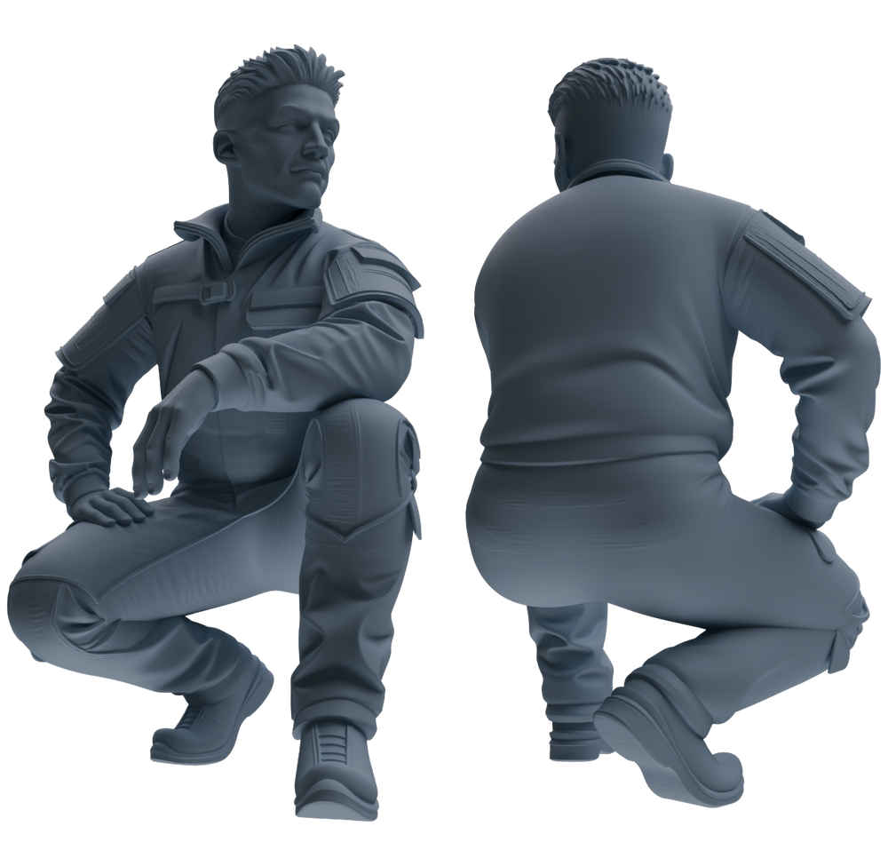 Detail view of MRY-SFW LYGR683 Modern U.S. Military Six-Person Crouching Position Model