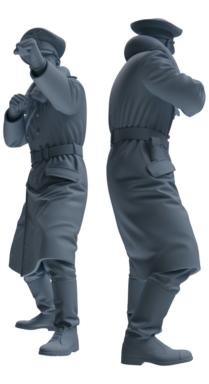 Detail view of MRY-SFW LYGR704 WWII German Army Training Scene Six-Person Officer Combat Group Model