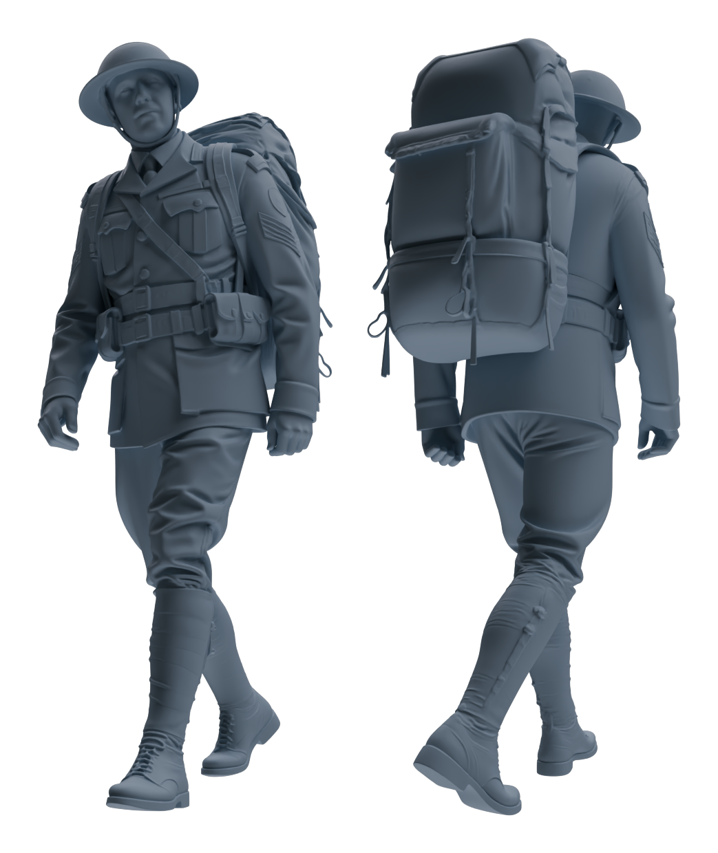 Detail view of MRY-SFW LYGR598 Historical WWII British Army Six-Person Carrying Group Model