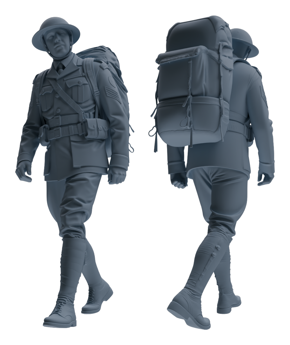 Detail view of MRY-SFW LYGR598 Historical WWII British Army Six-Person Carrying Group Model