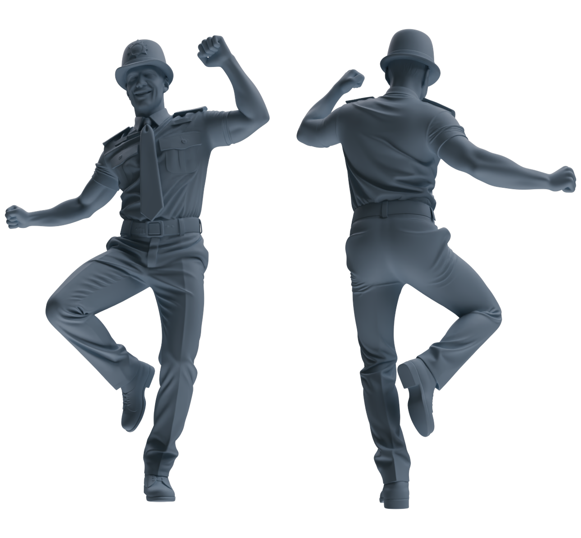 Detail view of MRY-SFW LYGR807 Modern British Police Six-Person Dancing Group Model