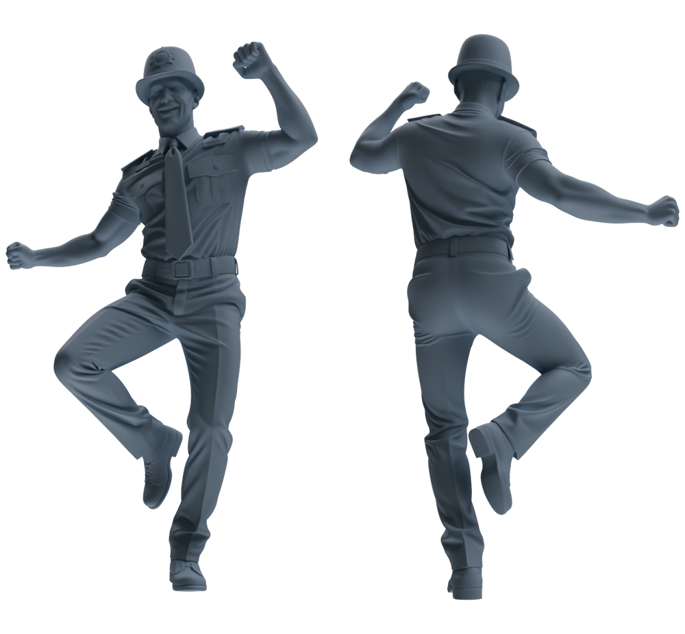 Detail view of MRY-SFW LYGR807 Modern British Police Six-Person Dancing Group Model