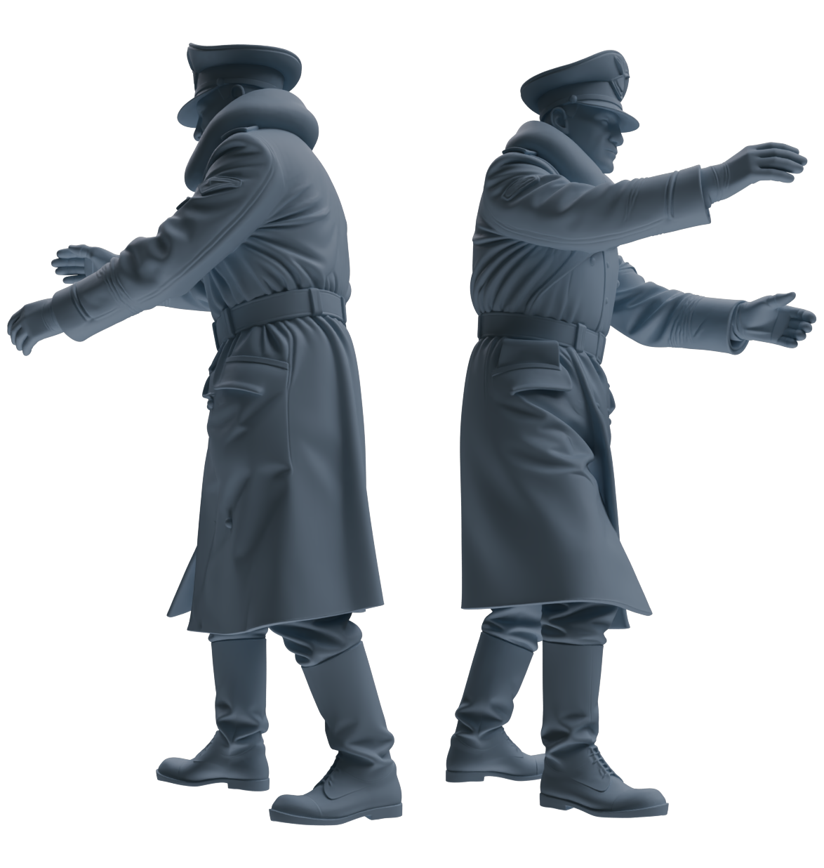 Detail view of MRY-SFW LYGR712 WWII German Army Officer War Scene Six-Person Carrying Group Model