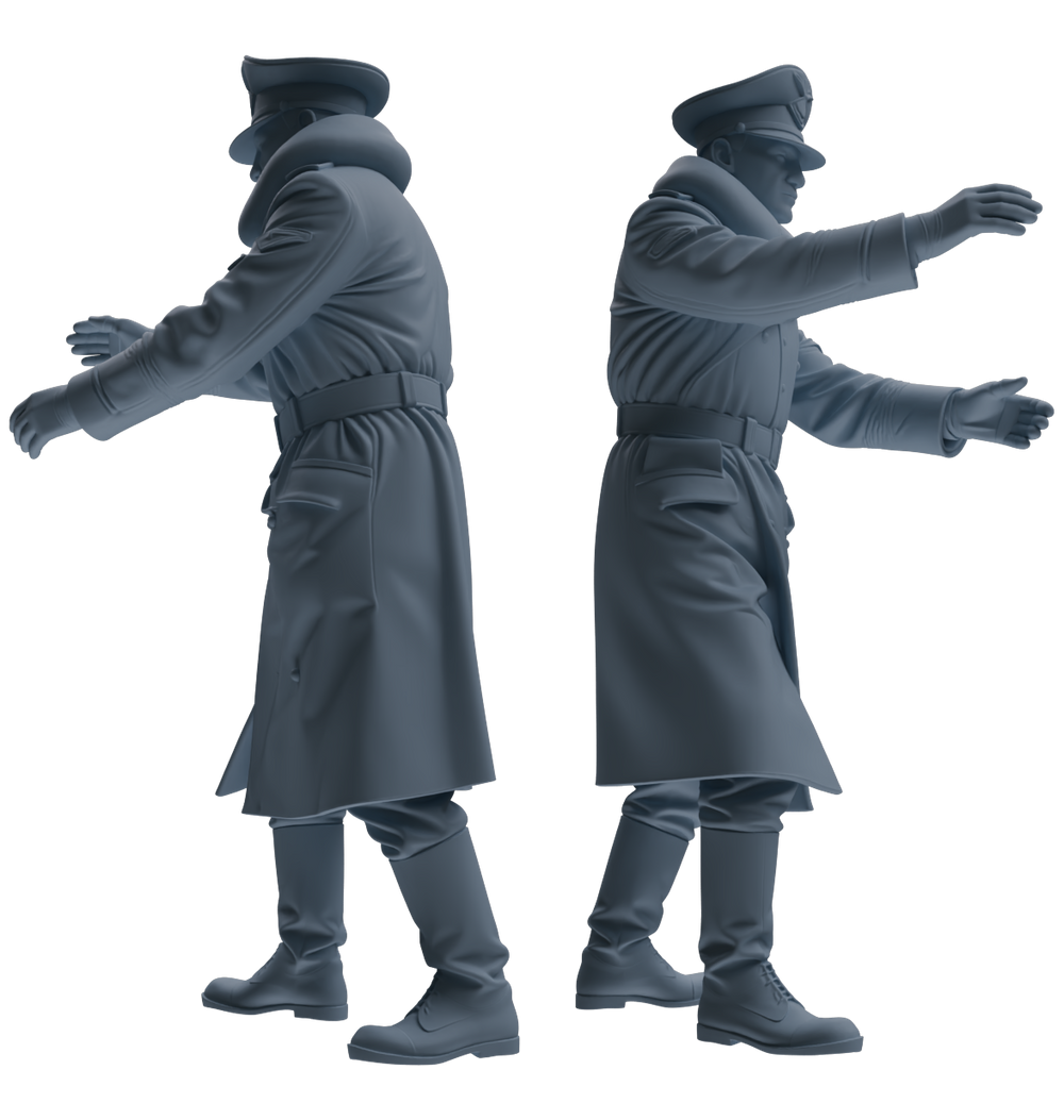 Detail view of MRY-SFW LYGR712 WWII German Army Officer War Scene Six-Person Carrying Group Model