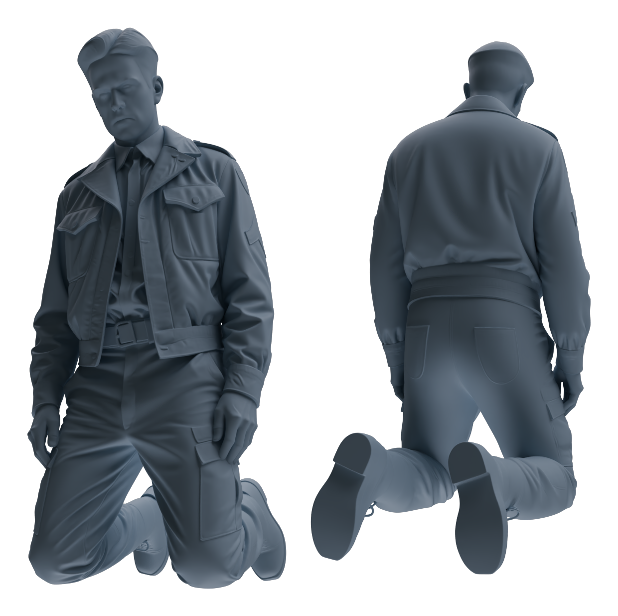Detail view of MRY-SFW LYGR596 Historical WWII U.S. Army Six-Person Command Group Model