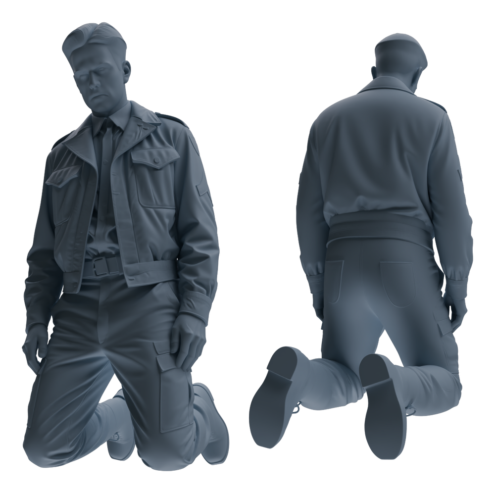 Detail view of MRY-SFW LYGR596 Historical WWII U.S. Army Six-Person Command Group Model