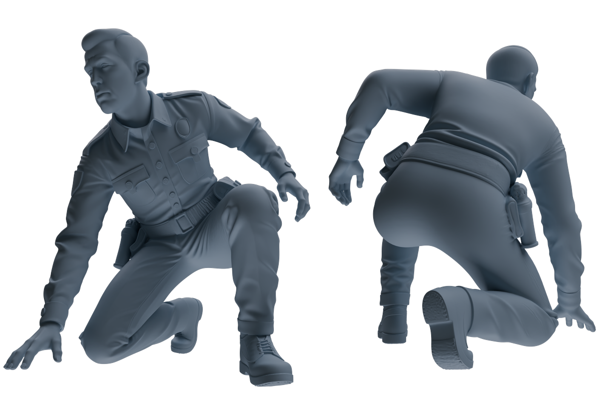 Detail view of MRY-SFW LYGR673 Los Angeles Patrol Police Six-Person Ambush Group Model