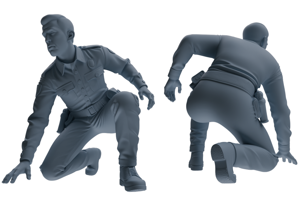 Detail view of MRY-SFW LYGR673 Los Angeles Patrol Police Six-Person Ambush Group Model