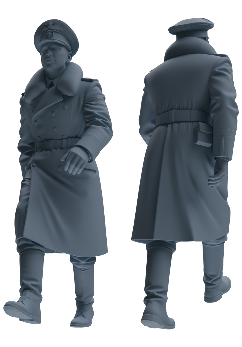 Detail view of MRY-SFW LYGR713 WWII German Army Officer War Scene Six-Person Advancing Group Model